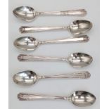 Six 925 Sterling Silver Teaspoons. Hallmarks for Birmingham 1936. 80g total weight.