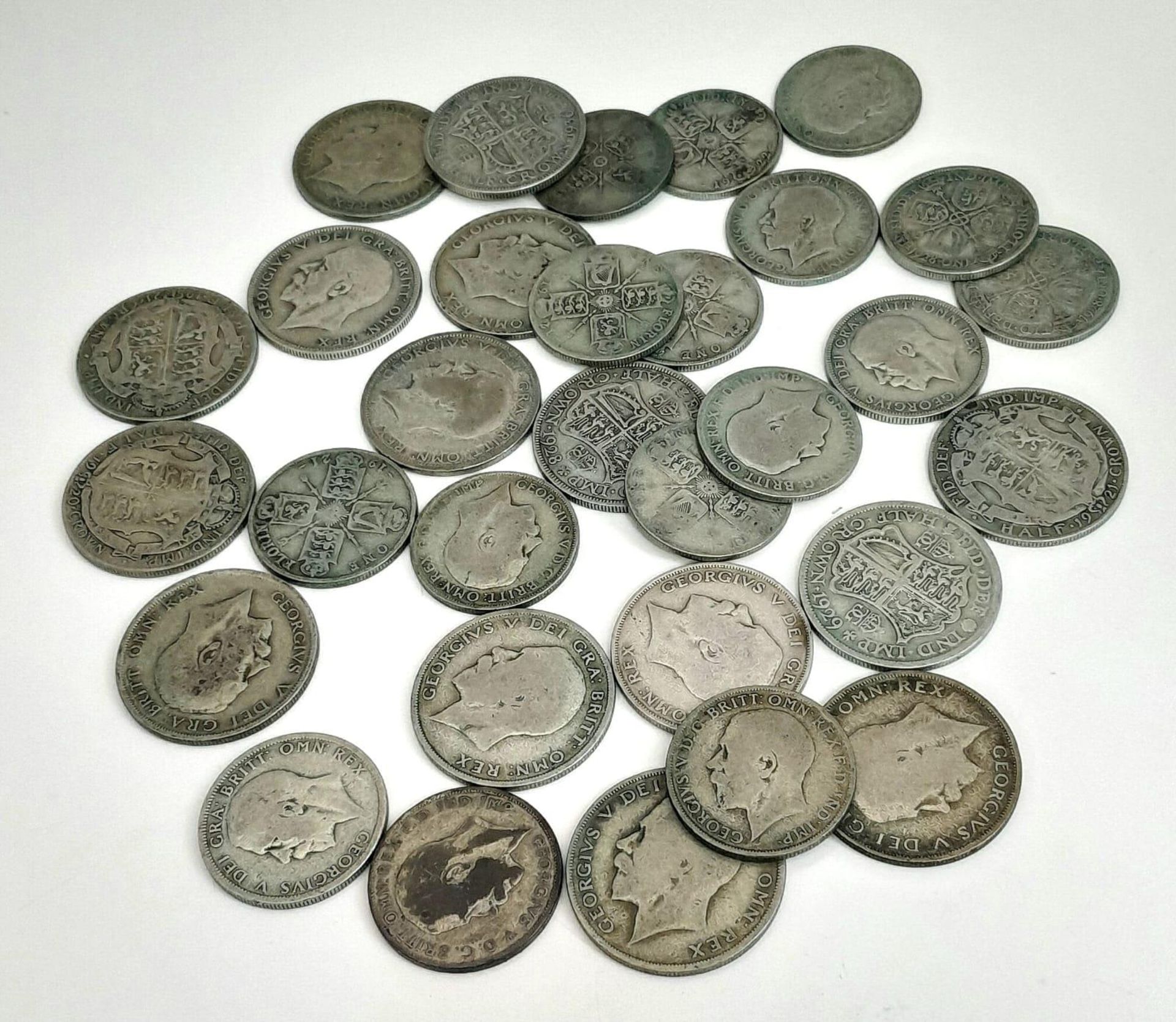 A Collection of Silver Pre 1947 Half Crown and Florin Coins. Different grades so please see