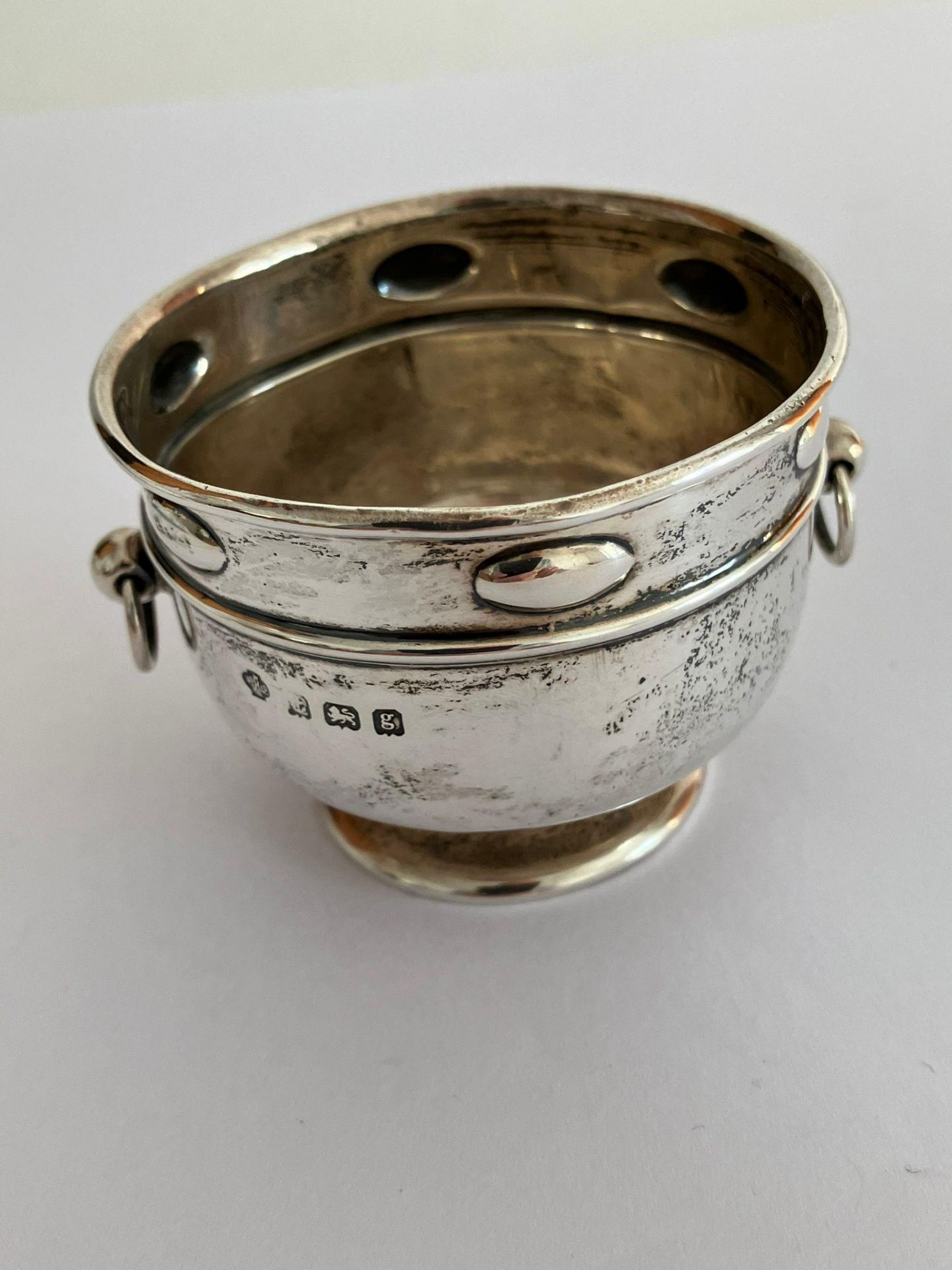 Antique SILVER SALT BOWL,clear hallmark for William Hutton and Sons ,Birmingham 1906. Extremely