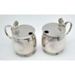 An antique pair of silver condiment set ( missing glass ). Full hallmark Birmingham, sterling