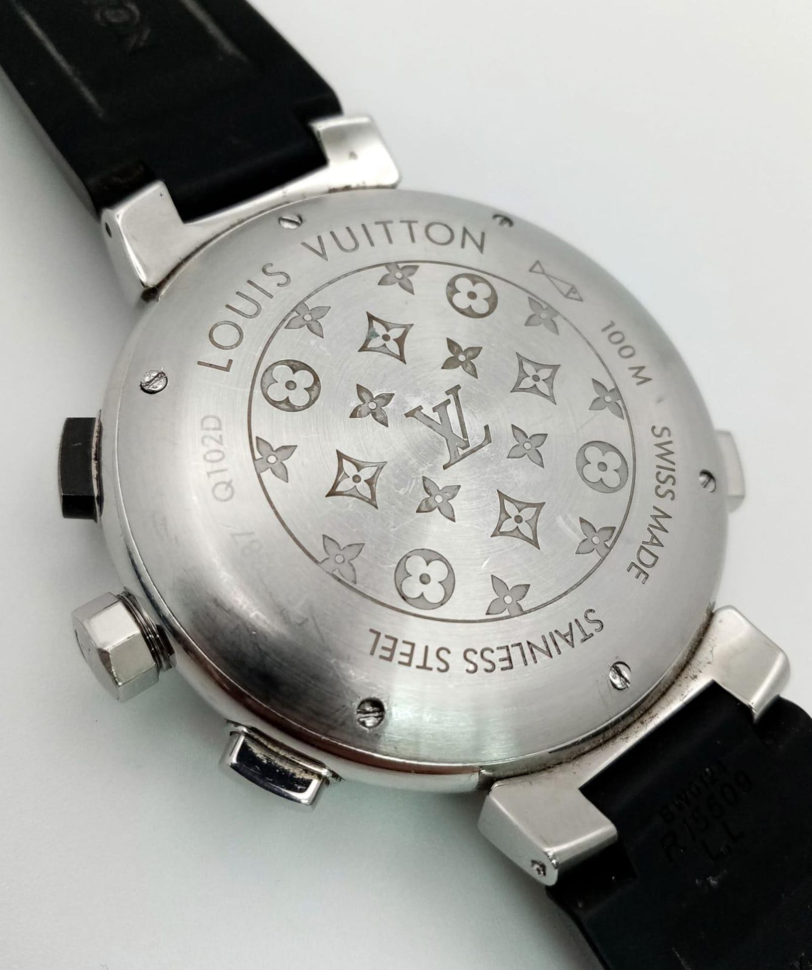 A Louis Vuitton Tambour Regatta Navy Men's Quartz Chronograph Watch. Black LV rubber strap. - Image 13 of 17