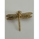 9 carat YELLOW GOLD FIREFLY BROOCH Having beautiful filigree wings complete with full UK hallmark.