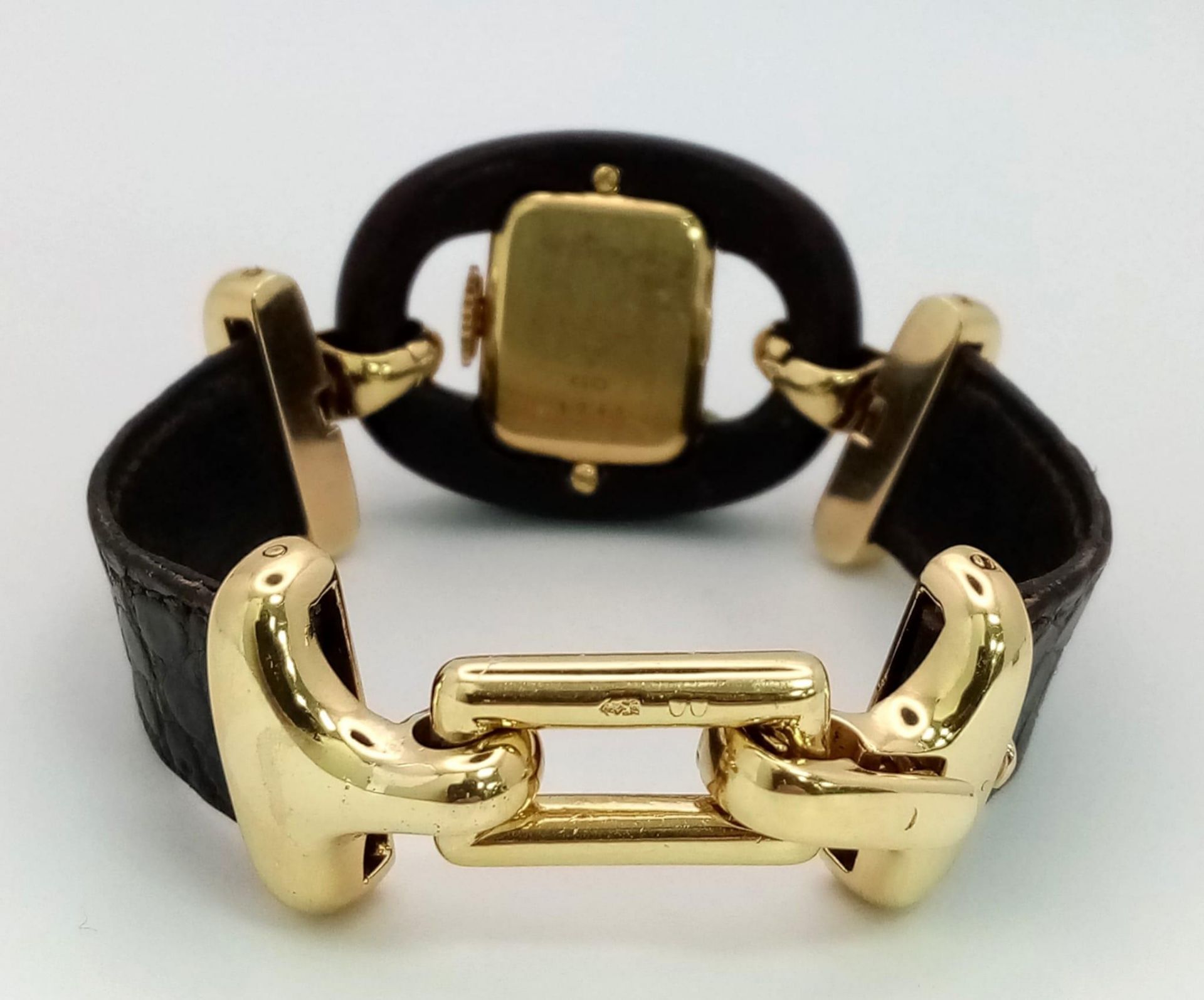 A very rare Fred of Paris 18K Gold Ladies Watch. Black leather and gilded metal bracelet. 18k gold - Image 10 of 13