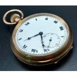 An Antique Illinois Gold Plated Pocket Watch with a Buren Movement. 5cm diameter. White dial with