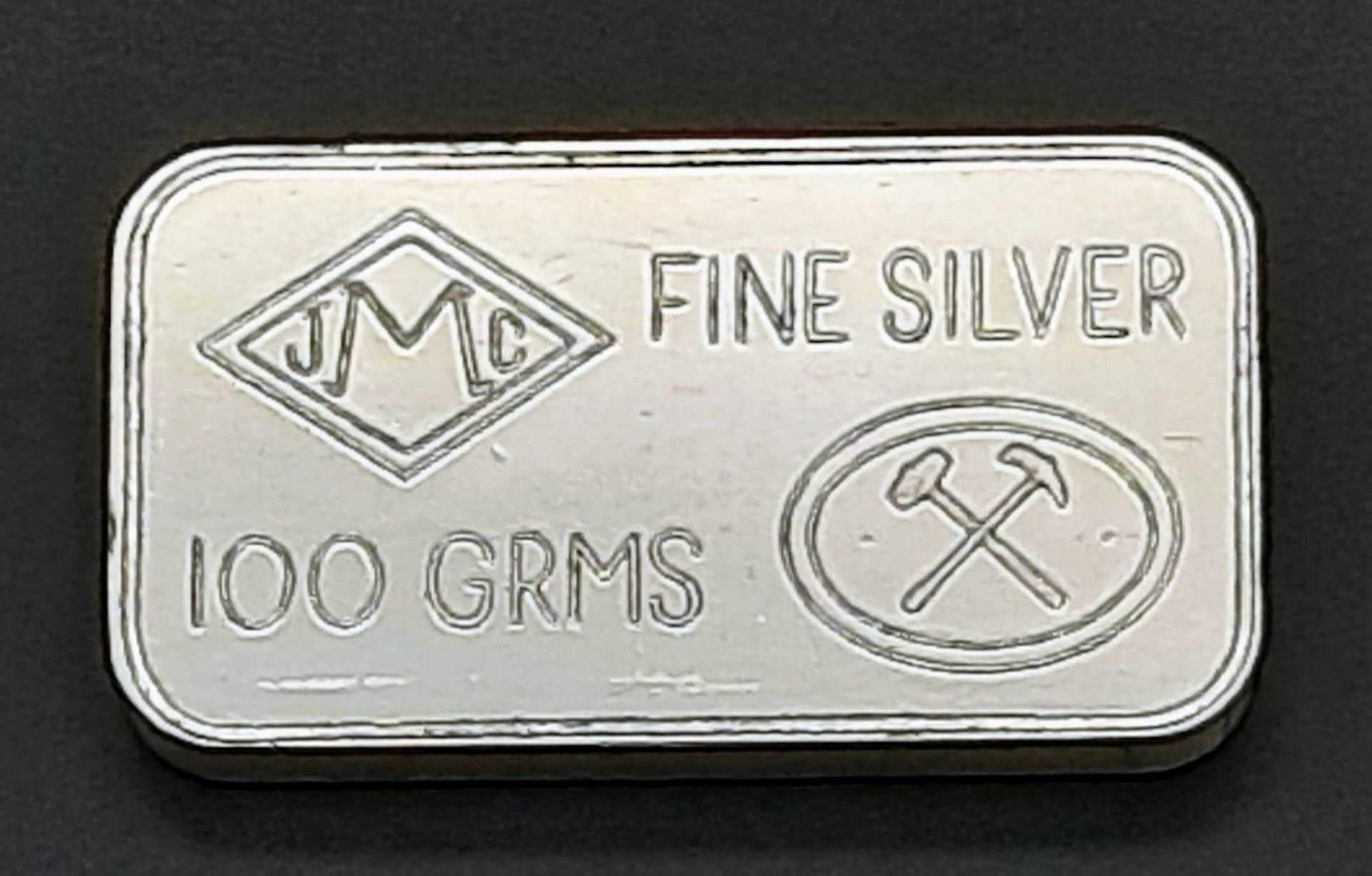 A Johnson Matthey of London Fine Silver (.999 purity) Bar. 100g in weight.