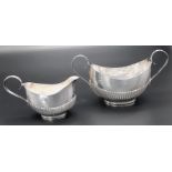 An Antique 925 Silver Sugar Bowl and Creamer. Hallmarks for Birmingham 1902. Makers mark of Alfred