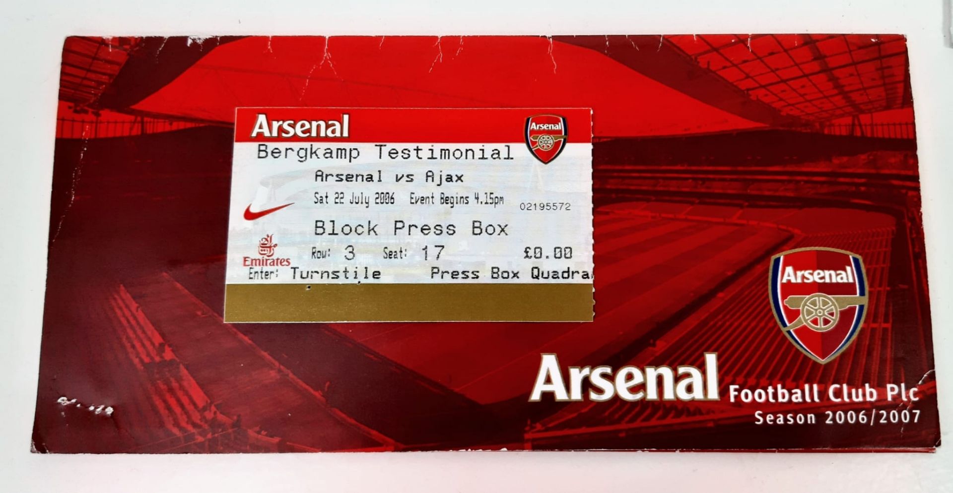 Gunners' hero Dennis Bergkamp's testimonial match package from July 22, 2006 - the first played at - Image 2 of 5