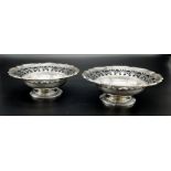 A Pair of 925 Sterling Silver Pierced Decorative Dishes. Hallmarks for Birmingham 1932. 12cm