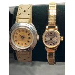 2 x Ladies vintage WRISTWATCHES. A rare TIMEX model 50950-2373 having grey leather strap. Together