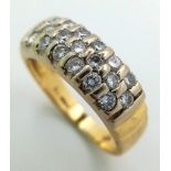 A 18K YELLOW GOLD DIAMOND 3 ROW BAND RING 0.50CT 5.2G SIZE N