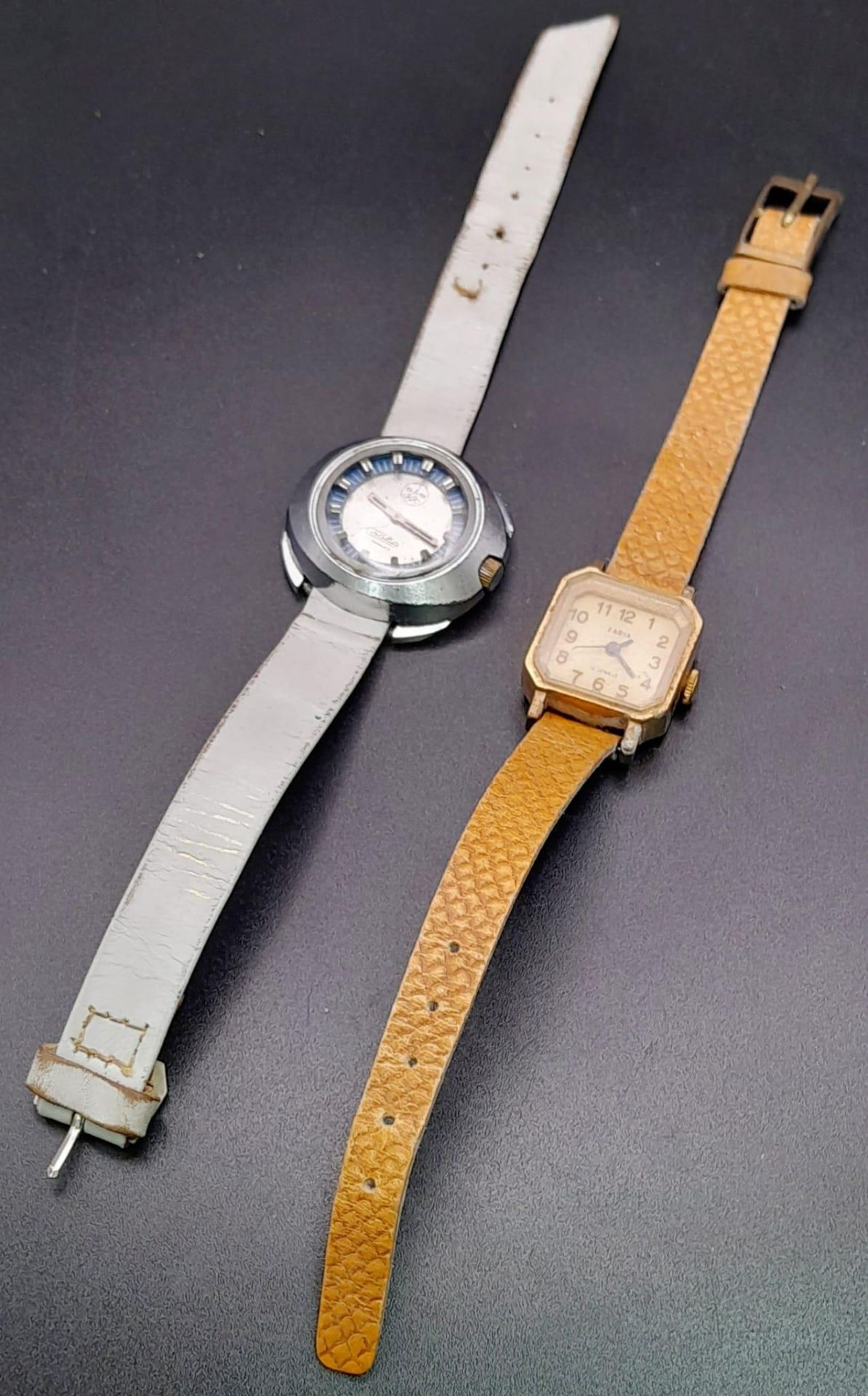 2 Ladies Watches, A 1980 Slava 17 kamhen 34mm and Zaria 17 Jewel 24mm. Please See Photos for