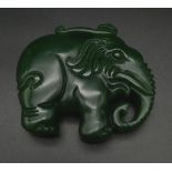 A Chinese Green Jade Elephant Pendant. 4.5cm x 4cm.