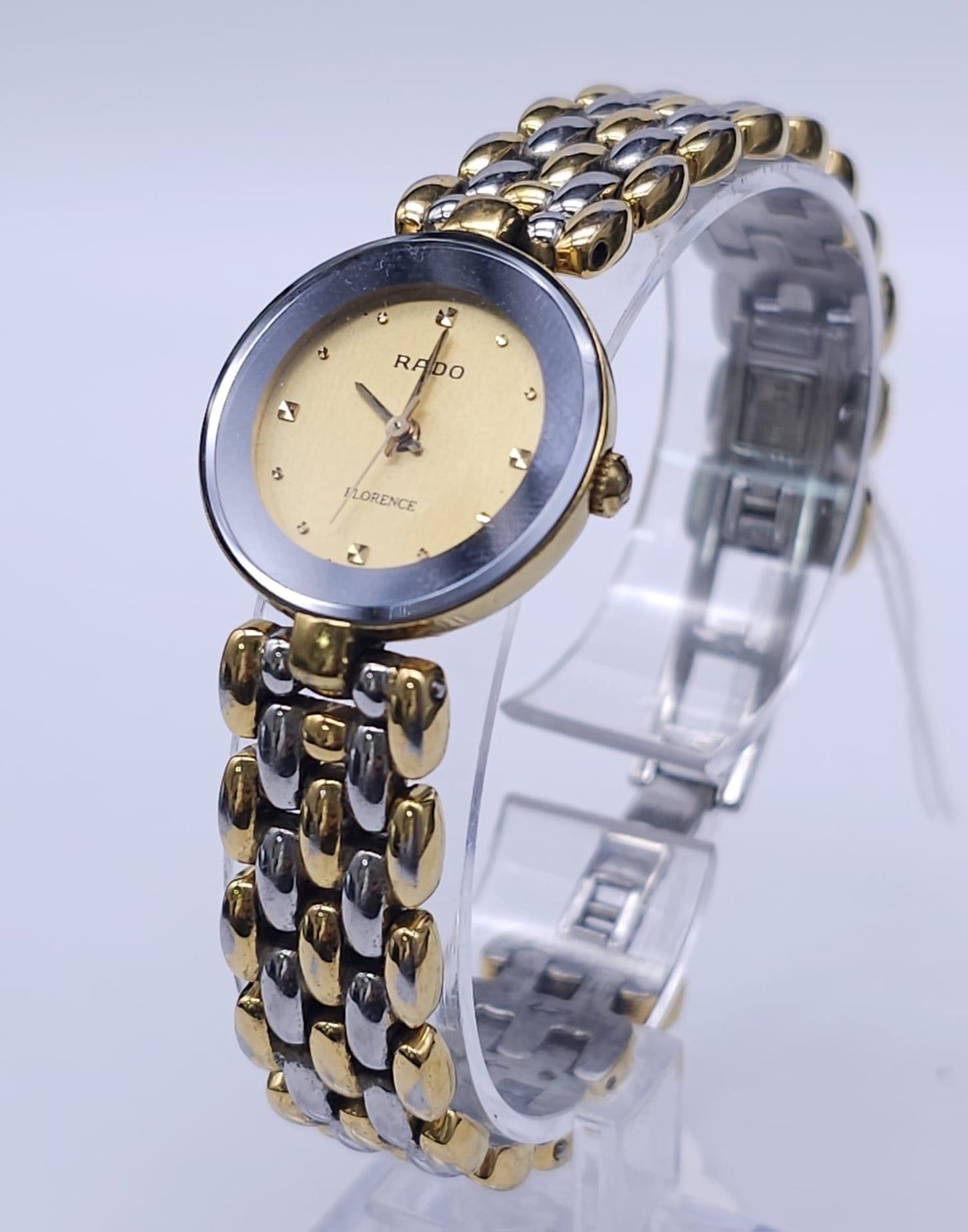 A Rado 'Florence' Quartz Ladies Watch. Two tone bracelet and case - 23mm. Gold tone dial. Comes with - Image 3 of 14