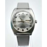 A Rare Mondia Sky Thunder Automatic Gents Watch. Grey leather strap. Stainless steel case - 36mm.