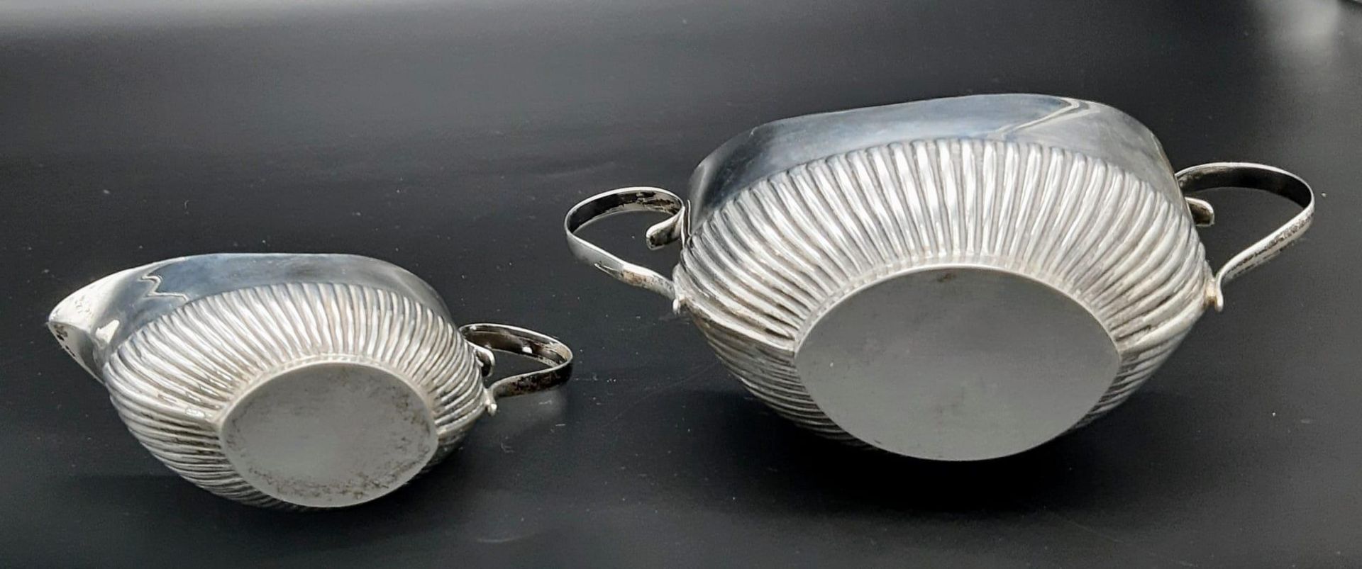 An Antique 925 Silver Sugar Bowl and Creamer. Hallmarks for Birmingham 1902. Makers mark of Alfred - Image 3 of 6