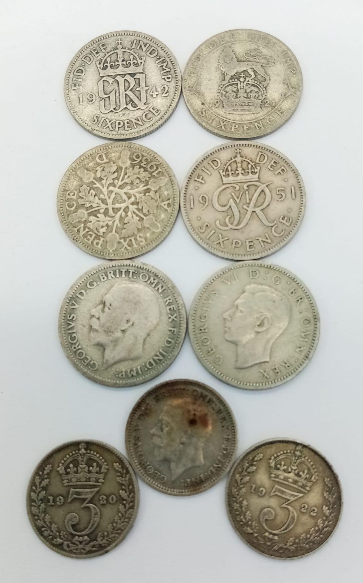 A Collection of 54 Pre 1947 British Silver Sixpence Coins plus Three Silver Threepence coins. - Image 3 of 3