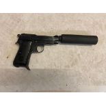 A Deactivated Model 34 Beretta with Silencer/Suppressor. This semi-automatic 9mm calibre pistol