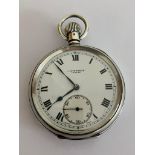 Vintage BENSON SILVER POCKET WATCH. Open face model with Full London hallmark. Serial number 686084.