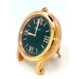 A Chopard Happy Sport Table Clock. Beautifull rose gold plating with a metallic green dial. In