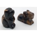 2 DOG FIGURES MADE IN "TIGERS EYE" 61gms 4cms