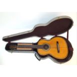 A Rare Vintage Jose Alverez of Barcelona Dulcet Classical Guitar. Comes with original case. Thin