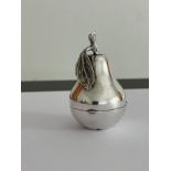 Unusual Vintage SILVER PILL BOX in the form of a PEAR. Hinge in perfect working order. Silver