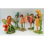 Five Vintage Limited Edition Border Fine Arts of Scotland Hand-Made Fairy Figurines. 19cm tallest