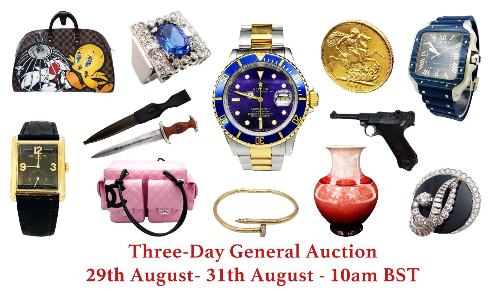 Three-Day General Auction (Jewellery, Watches, Designer Items, Militaria, Art, Antique and Collectables)