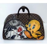 A Rare Louis Vuitton 'Tweedy Pie' Speedy Luggage Bag. Checked LV canvas exterior with Tweedy Pie