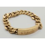 A Vintage 9K Yellow Gold Chunky Curb Link Identity Bracelet. If your name is Charles it's your lucky