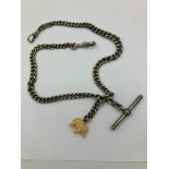 Antique SILVER WATCH CHAIN 1912 With full Hallmark on T Bar and every link individually stamped