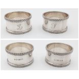 A vintage pair of sterling silver circular Napkin holders. Hallmarked London, 1941. Total weight