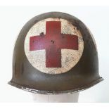 WW2 US M1 Front Seam Fixed Bale Medics Helmet.