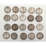 A Parcel of 20 Pre-1920 Silver Three Pence Coins. Good to Very Fine Condition. Majority WW1 Dated.