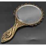 An Antique Silver Filigree Hand Mirror 13cm Length, 67mm Width.