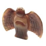 A BEAUTIFULLY HAND CARVED ANGEL FIGURE IN NATURAL "TIGERS EYE" . 159.2gms 8cms tall.