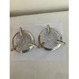 Antique pair of large MAPPIN and WEBB SILVER and CUT GLASS ASHTRAYS. Having clear hallmark for