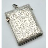 An Antique Sterling Silver Vesta Case. Hallmarks for Chester 1912. 5cm x 4cm.