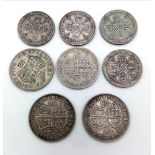 A Parcel of 8 Very Fine Condition (Sheldon Scale) Pre 1947 Silver Half Crown & Two Shilling (Florin)