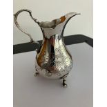 Beautiful Antique SILVER CREAMER, Early Victorian ‘Claret Jug’ shape with chased floral design and