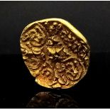 A Gold Indian Pagoda Coin Circa 17th century. The pagoda was a unit of currency, a coin made of gold