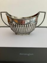 Large Antique SILVER SUGAR BOWL, Hallmark for Mappin Brothers, Birmingham 1886. Corinthian Reed