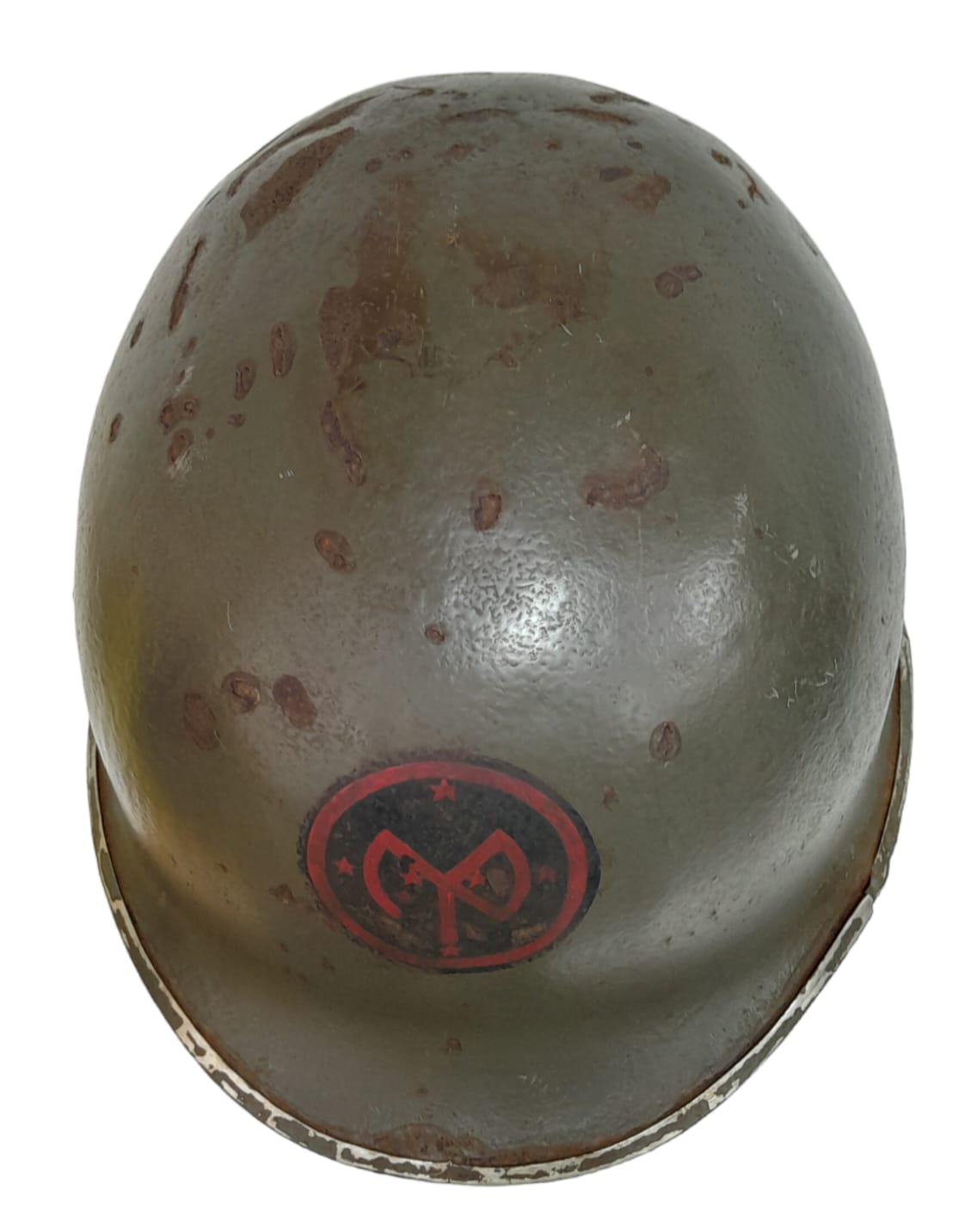 WW2 US 27 th Infantry Division Swivel Bale M1 Helmet. - Image 3 of 5