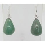 Lovely pair of Sterling Silver 925 Jade earrings. 3.5cms in length.