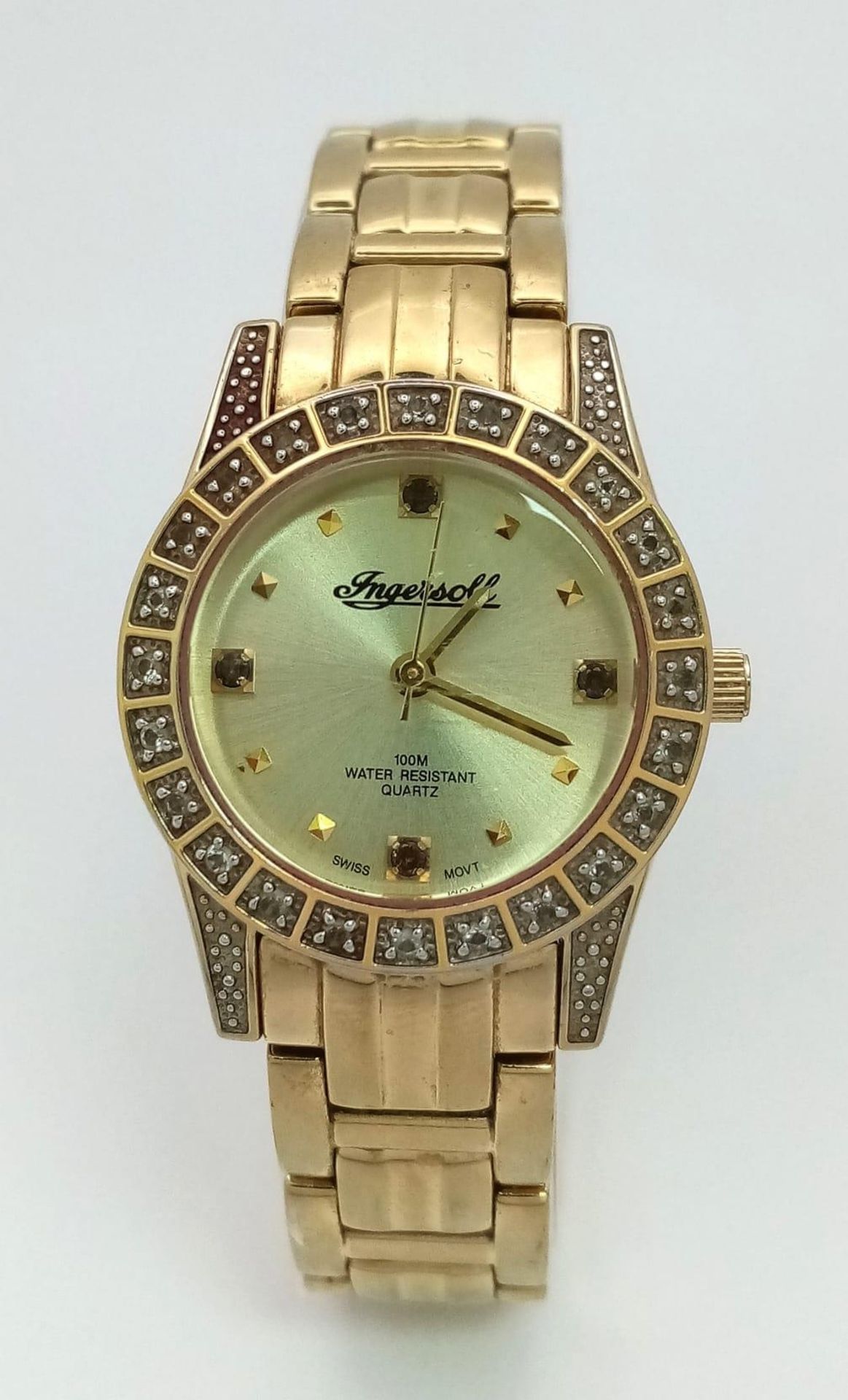 An Ingersoll Gold Plated Ladies Quartz Watch. Gold plated bracelet and case - 28mm. Gold tone dial - Image 2 of 5