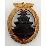 WW2 German Kriegsmarine High Seas Badge. Awarded for service to the crews of the High Seas Fleet,