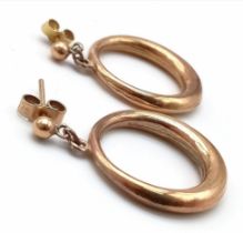 A Pair of 9K Yellow Gold Hoop Earrings. 3.1g total weight.