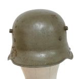 WW1 German Model 1917 Stahlhelm Helmet with Original Green Paint.