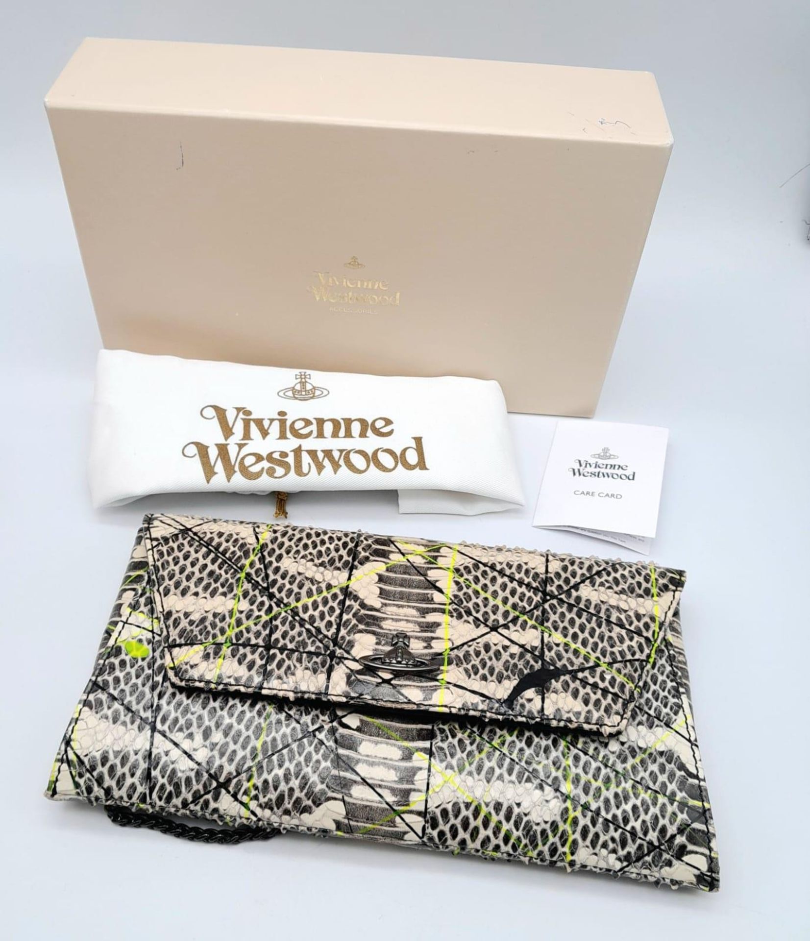 An Unused Rare Design Vivienne Westwood Snakeskin Clutch Pollock Bag in Original Box with Cloth Dust - Image 8 of 9