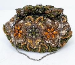 A Vintage Ornate Beaded Handbag. 22cm x 15cm.